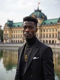 man in Vienna with the Schönbrunn Palace in the background