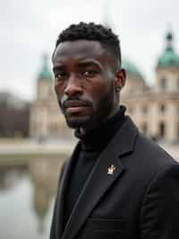 man in Vienna with the Schönbrunn Palace in the background