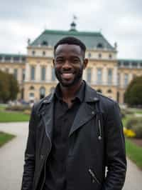 man in Vienna with the Schönbrunn Palace in the background