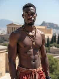 man in Athens with the Acropolis in the background