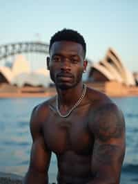 man in Sydney with the Sydney Opera House in the background