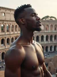 man in Rome with the Colosseum in the background