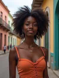 woman in Havana with the colorful old town in the background