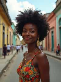 woman in Havana with the colorful old town in the background