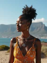 woman in Cape Town with the Table Mountain in the background