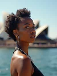 woman in Sydney with the Sydney Opera House in the background