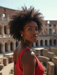 woman in Rome with the Colosseum in the background