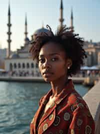 woman in Istanbul with The Mosque in background