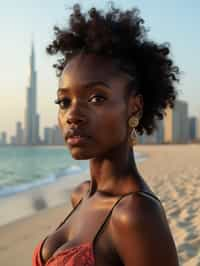 woman in Dubai with skyline in background