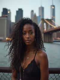 woman in New York City with Manhattan in background