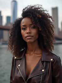 woman in New York City with Manhattan in background