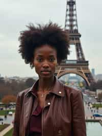 woman in Paris with the Eiffel Tower in background