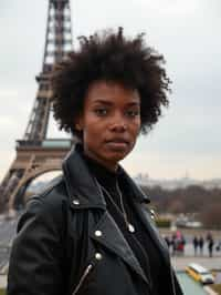 woman in Paris with the Eiffel Tower in background