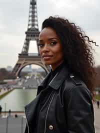 woman in Paris with the Eiffel Tower in background