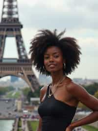 woman in Paris with the Eiffel Tower in background