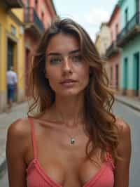 woman in Havana with the colorful old town in the background