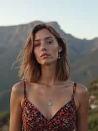 woman in Cape Town with the Table Mountain in the background