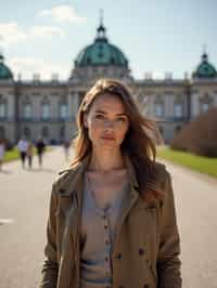 woman in Vienna with the Schönbrunn Palace in the background