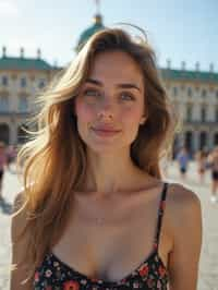 woman in Vienna with the Schönbrunn Palace in the background