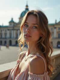 woman in Vienna with the Schönbrunn Palace in the background