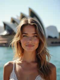 woman in Sydney with the Sydney Opera House in the background