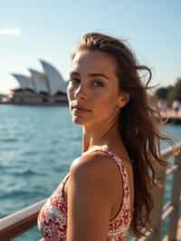 woman in Sydney with the Sydney Opera House in the background