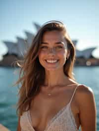 woman in Sydney with the Sydney Opera House in the background