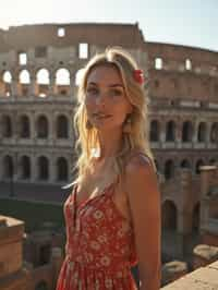 woman in Rome with the Colosseum in the background