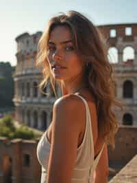 woman in Rome with the Colosseum in the background