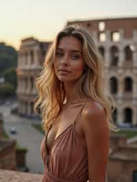 woman in Rome with the Colosseum in the background