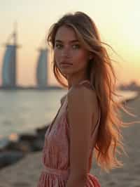 woman in Dubai with skyline in background