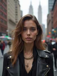 woman in New York City with Manhattan in background