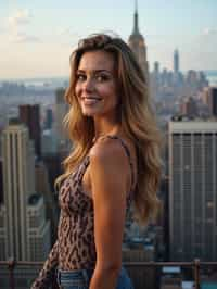 woman in New York City with Manhattan in background