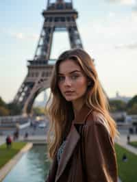 woman in Paris with the Eiffel Tower in background