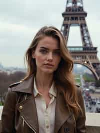 woman in Paris with the Eiffel Tower in background