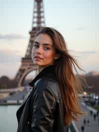 woman in Paris with the Eiffel Tower in background