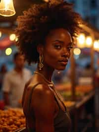 woman at a pop-up food market at night, combining the love for street food with nightlife