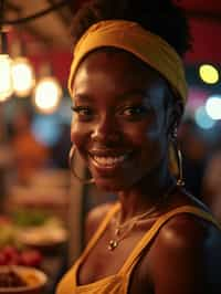 woman at a pop-up food market at night, combining the love for street food with nightlife