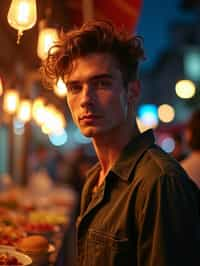 man at a pop-up food market at night, combining the love for street food with nightlife