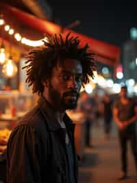 man at a pop-up food market at night, combining the love for street food with nightlife