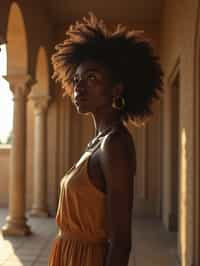 woman in a serene temple or sacred space