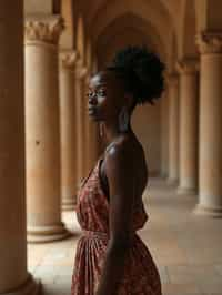 woman in a serene temple or sacred space