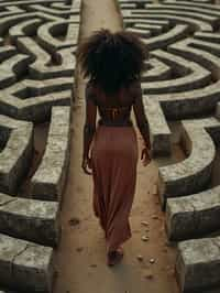 woman in a labyrinth or walking a sacred path