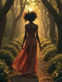 woman in a labyrinth or walking a sacred path