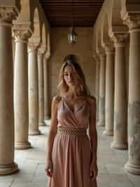 woman in a serene temple or sacred space