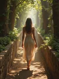 woman in a labyrinth or walking a sacred path