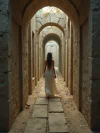 woman in a labyrinth or walking a sacred path