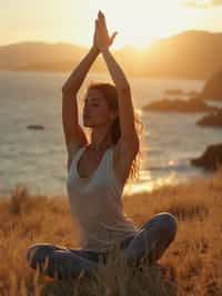 woman practicing yoga in a beautiful natural setting