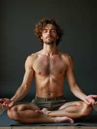 man practicing breathwork or pranayama