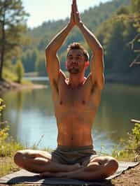 man practicing yoga in a beautiful natural setting